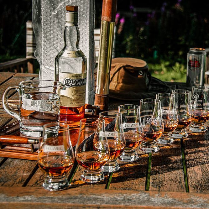 whisky tasting Cragganmore Single Malt whisky tasting during an evening in Speyside, Scotland.