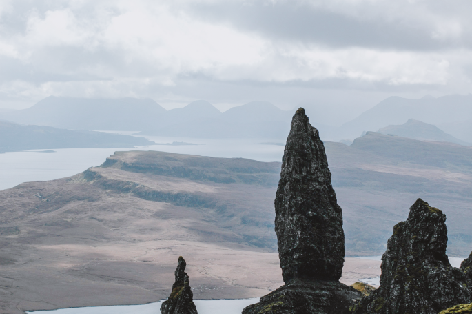 The Old Man of Storr rock formation on the Isle of Skye, Scotland.