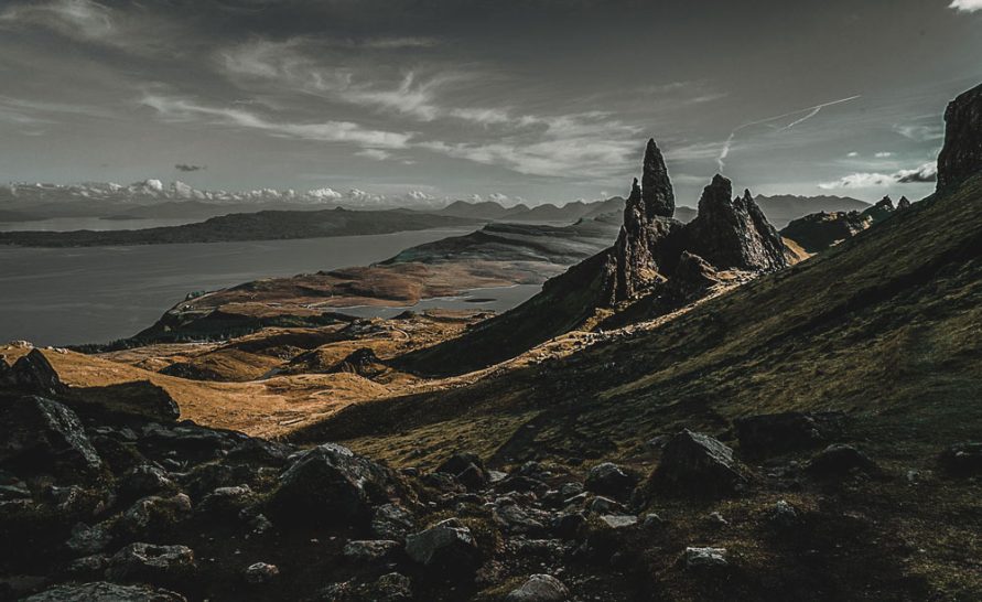 Dramatic coastal landscape on the Isle of Skye, Scotland